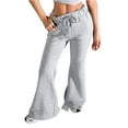 thumbnail image 1 of WULMLEO Wide Leg Sweatpants Women Casual Flare Pants with Pockets Straight Leg Y2k Baggy Sweatpants Fall Fleece Sweat Pants Gray S, 1 of 9
