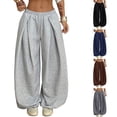 thumbnail image 1 of WULMLEO Wide Leg Sweatpants for Women Baggy Casual Drawstring Pleated Sweat Pants Gray XL, 1 of 8
