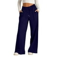 thumbnail image 1 of WULMLEO Wide Leg Sweatpants for Women Fleece Lined Baggy Sweat Pants Comfy Airport Travel Outfits Athletic Joggers Navy XL, 1 of 6