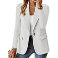 thumbnail image 1 of WULMLEO Women Blazers Tweed Lightweight Fall Blazer Dressy Lapel Collar Casual Long Sleeve Oversized Suits Jacket Button Trendy Spring Petite Linen Cotton Mujer Open Front White M, 1 of 2