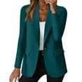 thumbnail image 1 of WULMLEO Women Blazers Work Oversized Casual Suits Jacket Business Petite Fall Lapel Collar Long Sleeve Blazer Tweed Summer Solid Button Spring Mujer Open Front Turquoise S, 1 of 7