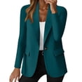thumbnail image 1 of WULMLEO Women Jackets Tweed Petite Fall Suits Jacket Lapel Collar Oversized Fashion Lightweight Dressy Blazer Button Office Linen Cotton Work Light Weight Mujer Cardigans Turquoise M, 1 of 7