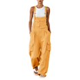 thumbnail image 1 of WULMLEO Women Long Casual Loose Cargo Bib Pants Overalls Baggy Rompers Outdoor Hiking Wide Leg Jumpsuits with Pockets Orange L, 1 of 5