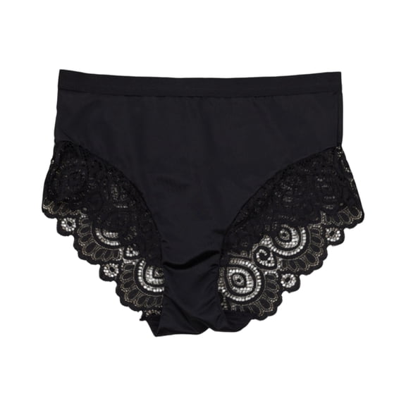 WULMLEO Women Panties Flowy Lace Hem Briefs Underwear Sexy High Waisted Briefs Baggy High Waisted Underwear Lightweight Bikini Black S