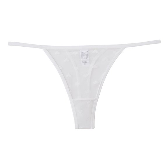 WULMLEO Women Sheer Mesh Thong Lace Hollow Low Rise Lightweight Fit Slim Silhouette Intimate Lingerie White M