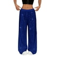thumbnail image 1 of WULMLEO Women Sparkly Sequin Wide Leg Pants Shiny Elastic Low Rise Drawstring Palazzo Pant Glitter Baggy Party Long Trouser Blue S, 1 of 6
