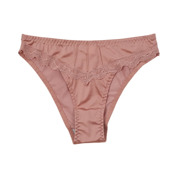 WULMLEO Women Underwear Pure Silk Briefs Panties 1 Pairs Lace String Soft Smooth Healthy Bikini Classic Underpants Pink M
