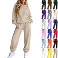 thumbnail image 1 of WULMLEO Women's 2 Piece Sets Matching Hooded Hoodies and Wide Leg Sweatpants Stretch Two Piece Set Casual Loungewear Business Sweatsuit Outfits Camel S, 1 of 7
