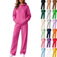 thumbnail image 1 of WULMLEO Women's 2 Piece Sets Matching Hooded Sweatshirts and Wide Leg Sweatpants Fitted Tracksuit Set Casual Oversized Going Out Sweatsuit Outfits Hot Pink S, 1 of 7