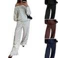 thumbnail image 1 of WULMLEO Women's 2 Piece Sets Polka Dots One Shoulder Loose Sweatshirt and Wide Leg Sweatpants Outfits 2026 Casual Trendy Suit Outfits White S, 1 of 6