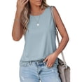 thumbnail image 1 of WULMLEO Women's Basic Sleeveless Tank Top Round Neck Cami Lightweight Layering Piece for Summer Outfits Loungewear Beach Activities Sky Blue 2XL, 1 of 3