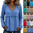 thumbnail image 1 of WULMLEO Women's Boho Western Fringe Tops Bohemian Gauze Cotton Linen Flowy Shirts Dark Blue XL, 1 of 6