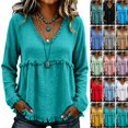 thumbnail image 1 of WULMLEO Women's Boho Western Fringe Tops Bohemian Gauze Cotton Linen Flowy Shirts Green L, 1 of 9