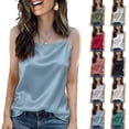 thumbnail image 1 of WULMLEO Women's Casual Satin Cami Top Spaghetti Strap Tank Top Soft Silky Top for Summer Layering Night Out Sky Blue M, 1 of 4