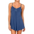 thumbnail image 1 of WULMLEO Women's Casual Spaghetti Strap Dress Button Front Lightweight Summer Beach Cover Up Blue 3XL, 1 of 4
