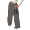 thumbnail image 1 of WULMLEO Women's Coquette Bow Baggy Sweatpants Fitness Clothing Wide Leg Pants with Pockets Dark Gray M, 1 of 3