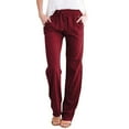 thumbnail image 1 of WULMLEO Women's Cotton Linen Pants,Summer Casual Loose Lightweight Straight Leg Pant with Pockets Wine 2XL, 1 of 5
