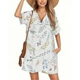 thumbnail image 1 of WULMLEO Women's Cover Up Short Sleeve Bathing Suit Floral Dress V Neck Beach Coverup Dress with Pockets White S, 1 of 4