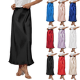 thumbnail image 1 of WULMLEO Women's Elegant Satin Skirts High Waisted Flared Casual Work Office Fishtail Midi Skirt Black S, 1 of 6