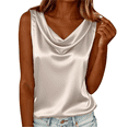thumbnail image 1 of WULMLEO Women's Elegant Silk Satin Tank Tops Sleeveless Cowl Neck Dressy Casual Blouses Beige 2XL, 1 of 6