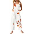 thumbnail image 1 of WULMLEO Women's Halloween Jumpsuit Sleeveless Casual Travel Romper Going Out Fall 2026 Floral Rompers Loose Graphic Plus Size Overalls with Pockets White 3XL, 1 of 5