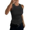 thumbnail image 1 of WULMLEO Women's High Neck Ribbed Tank Top Casual Summer Tops for Layering Black L, 1 of 5