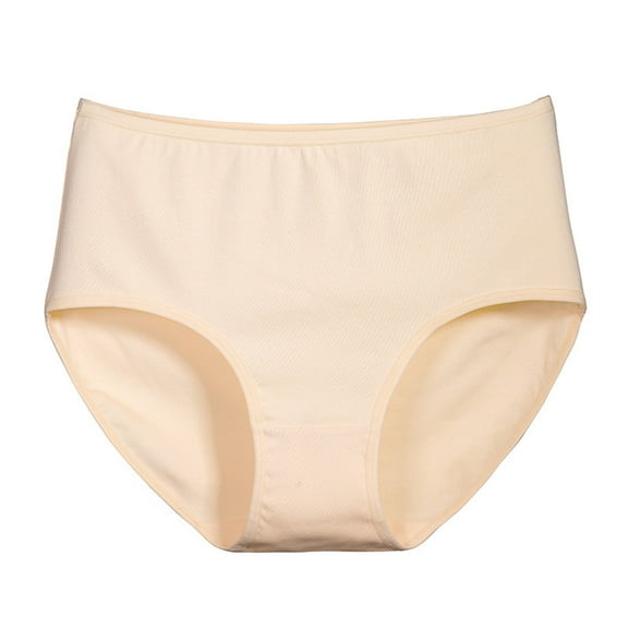 WULMLEO Women's High Waisted Cotton Briefs 1 Pack Stretchy French Cut Panties Soft Full Coverage HI Cut Underwear Beige 2XL