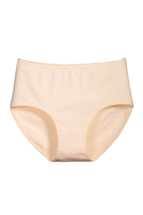 Women's High Waisted Cotton Briefs 1 Pack Stretchy French Cut Panties Soft Full Coverage HI Cut Underwear Beige XL