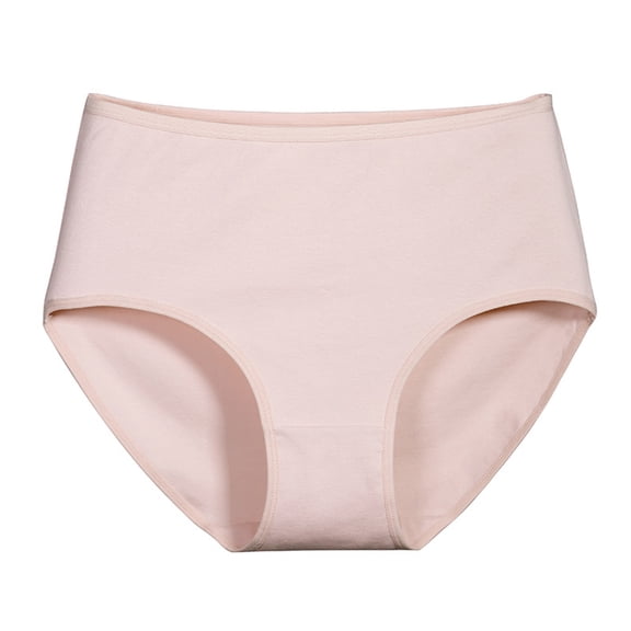 WULMLEO Women's High Waisted Cotton Briefs 1 Pack Stretchy French Cut Panties Soft Full Coverage HI Cut Underwear Light pink L