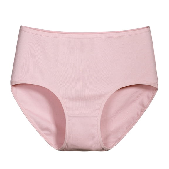 WULMLEO Women's High Waisted Cotton Briefs 1 Pack Stretchy French Cut Panties Soft Full Coverage HI Cut Underwear Pink 2XL