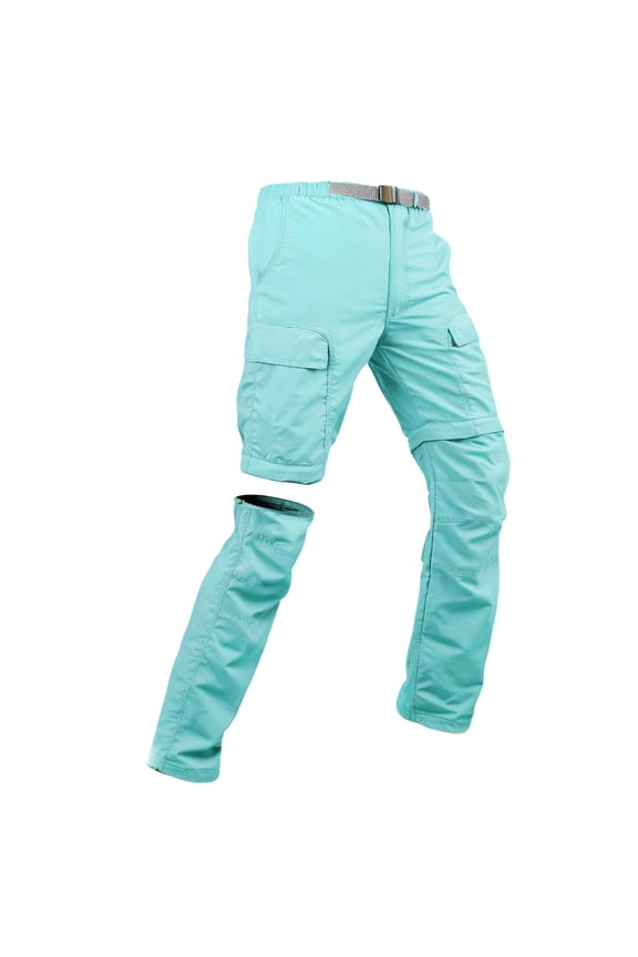 Women's Hiking Pants Convertible Zip Off Quick Dry Camping Travel Outdoor Fishing Safari Cargo Pants with 5 Pockets Light Blue M