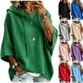 thumbnail image 1 of WULMLEO Women's Hoodies Oversized Drawstring Hooded 3/4 Sleeve Fall Winter Sweaters Casual 2026 Cozy Hoodie Fashion Warm Pullover Green XL, 1 of 7
