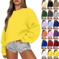 thumbnail image 1 of WULMLEO Women's Long Sleeve Crew Neck Oversized Sweatshirts Casual Daily Lounge Wear Pullover Tops Plain Fall Winter Loose Fit Sweater Yellow XL, 1 of 6