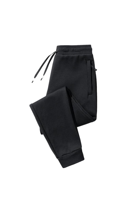 Women's Loose-Fit Fleece-Lined Long Pants Korean Style Straight-Leg Pants for Youth Black XL