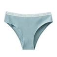 thumbnail image 1 of WULMLEO Women's Low Rise Thong Bikini Underwear Cotton Sexy Panties with Love Print Waistband Sky Blue XL, 1 of 2