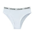 thumbnail image 1 of WULMLEO Women's Low Rise Thong Bikini Underwear Cotton Sexy Panties with Love Print Waistband White S, 1 of 2