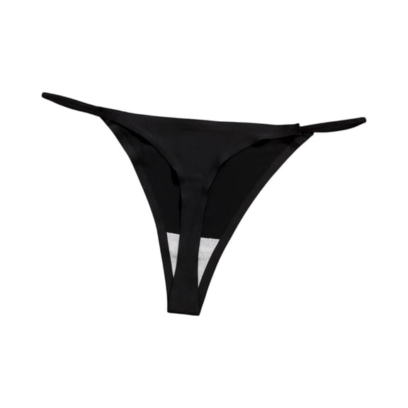 WULMLEO Women's Metallic Thong Bikini Bottom Low Rise Cheeky Swim Bottoms Beachwear Black XS