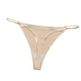 thumbnail image 1 of WULMLEO Women's Metallic Thong Bikini Bottom Low Rise Cheeky Swim Bottoms Beachwear Complexion L, 1 of 2