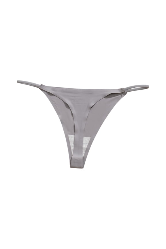 Women's Metallic Thong Bikini Bottom Low Rise Cheeky Swim Bottoms Beachwear Gray S