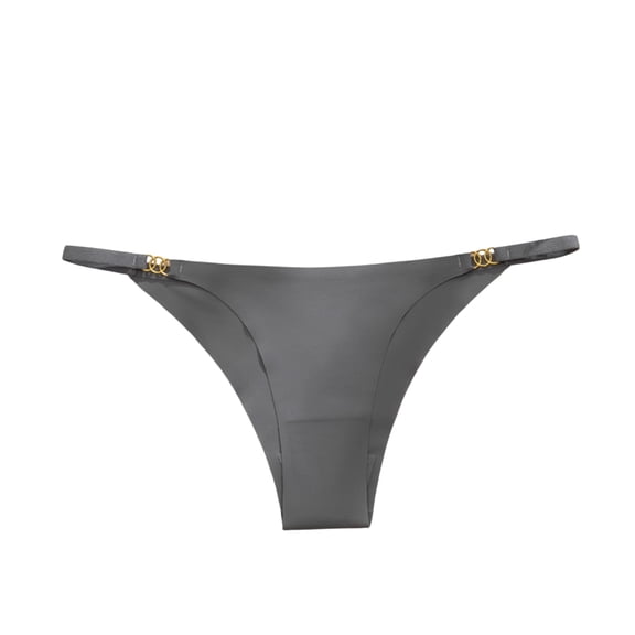 WULMLEO Women's Metallic Thong Bikini Bottom Low Rise Cheeky Swim Bottoms Beachwear Gray S