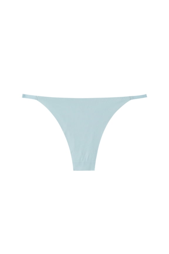 Women's Metallic Thong Bikini Bottom Low Rise Cheeky Swim Bottoms Beachwear Light Blue M