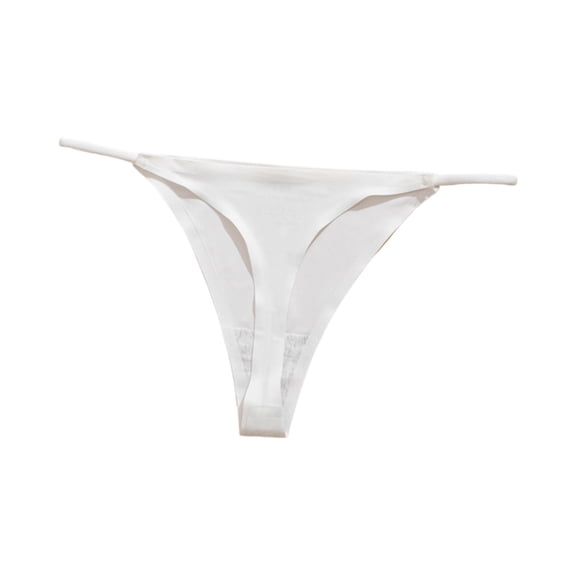 WULMLEO Women's Metallic Thong Bikini Bottom Low Rise Cheeky Swim Bottoms Beachwear White L