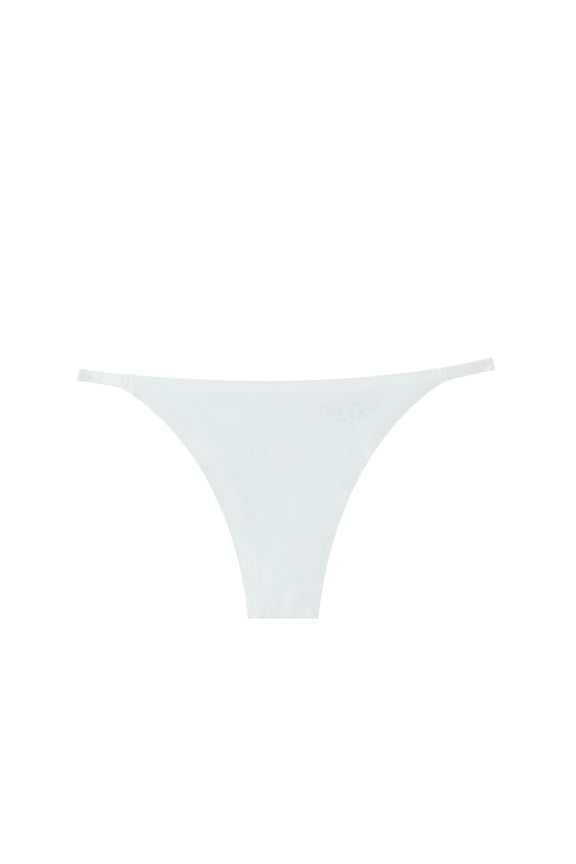 Women's Metallic Thong Bikini Bottom Low Rise Cheeky Swim Bottoms Beachwear White S