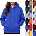 thumbnail image 1 of WULMLEO Women's Oversized Hoodies Solid Drawstring Hooded Long Sleeve Fall Sweaters Casual Lounge Loungewear Pullover Trendy Warm Sweatshirts with Pocket Blue M, 1 of 8