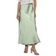thumbnail image 1 of WULMLEO Women's Satin High Waisted Maxi Skirts Silk Elegant A Line Long Skirt Summer Fall Cocktail Party Wedding Flowy Skirts Light Green L, 1 of 4