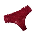 thumbnail image 1 of WULMLEO Women's Sexy Lace Thongs V Cheeky Underwear See Through Panties Red L, 1 of 3