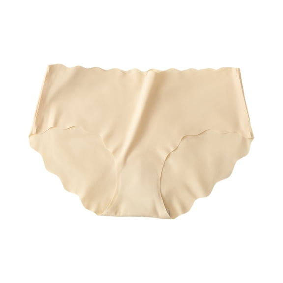 WULMLEO Women's Solid Color Sexy Soft Panties Breathable Ice Silk Tummy Control Underwear Eversoft No Show Underpants Cheeky Beige XL