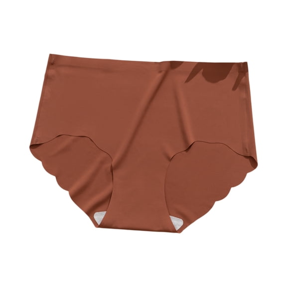 WULMLEO Women's Solid Color Sexy Soft Panties Breathable Ice Silk Tummy Control Underwear Eversoft No Show Underpants Cheeky Coffee M