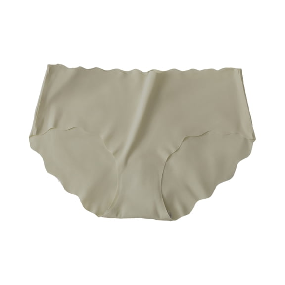 WULMLEO Women's Solid Color Sexy Soft Panties Breathable Ice Silk Tummy Control Underwear Eversoft No Show Underpants Cheeky Khaki M