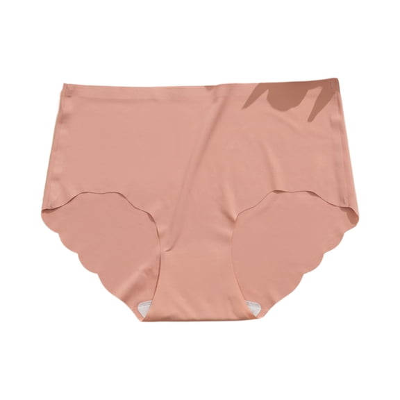 WULMLEO Women's Solid Color Sexy Soft Panties Breathable Ice Silk Tummy Control Underwear Eversoft No Show Underpants Cheeky Pink M